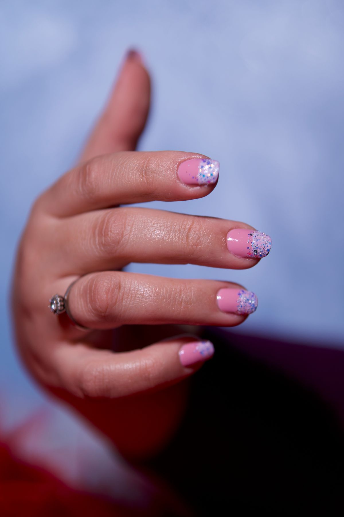 Rosa Pastell mit Glitzerspitzen